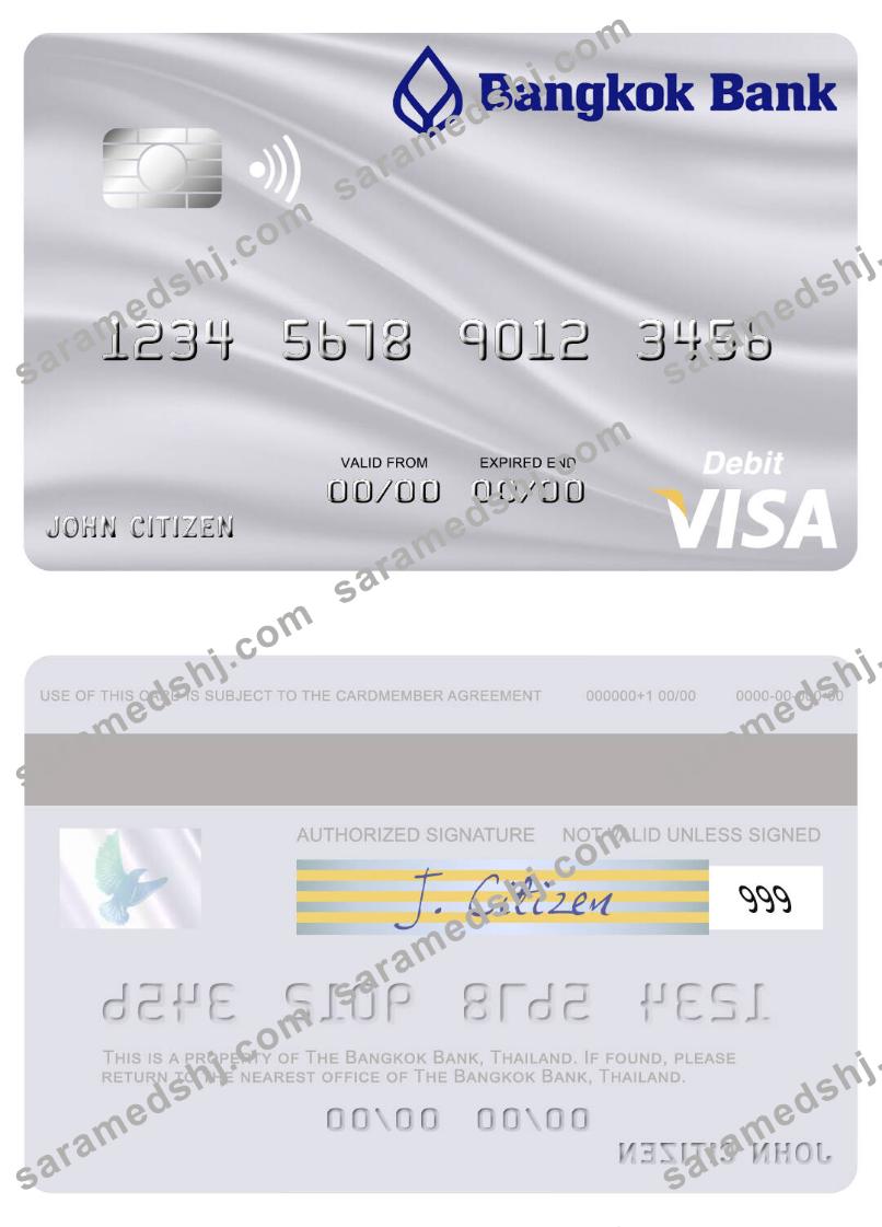 Thailand Bangkok Bank visa debit card